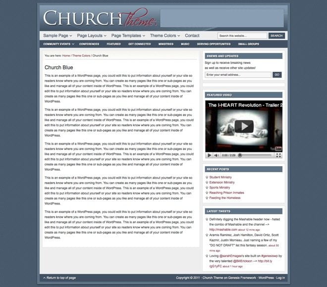 Church ~ Genesis WordPress sablon kék